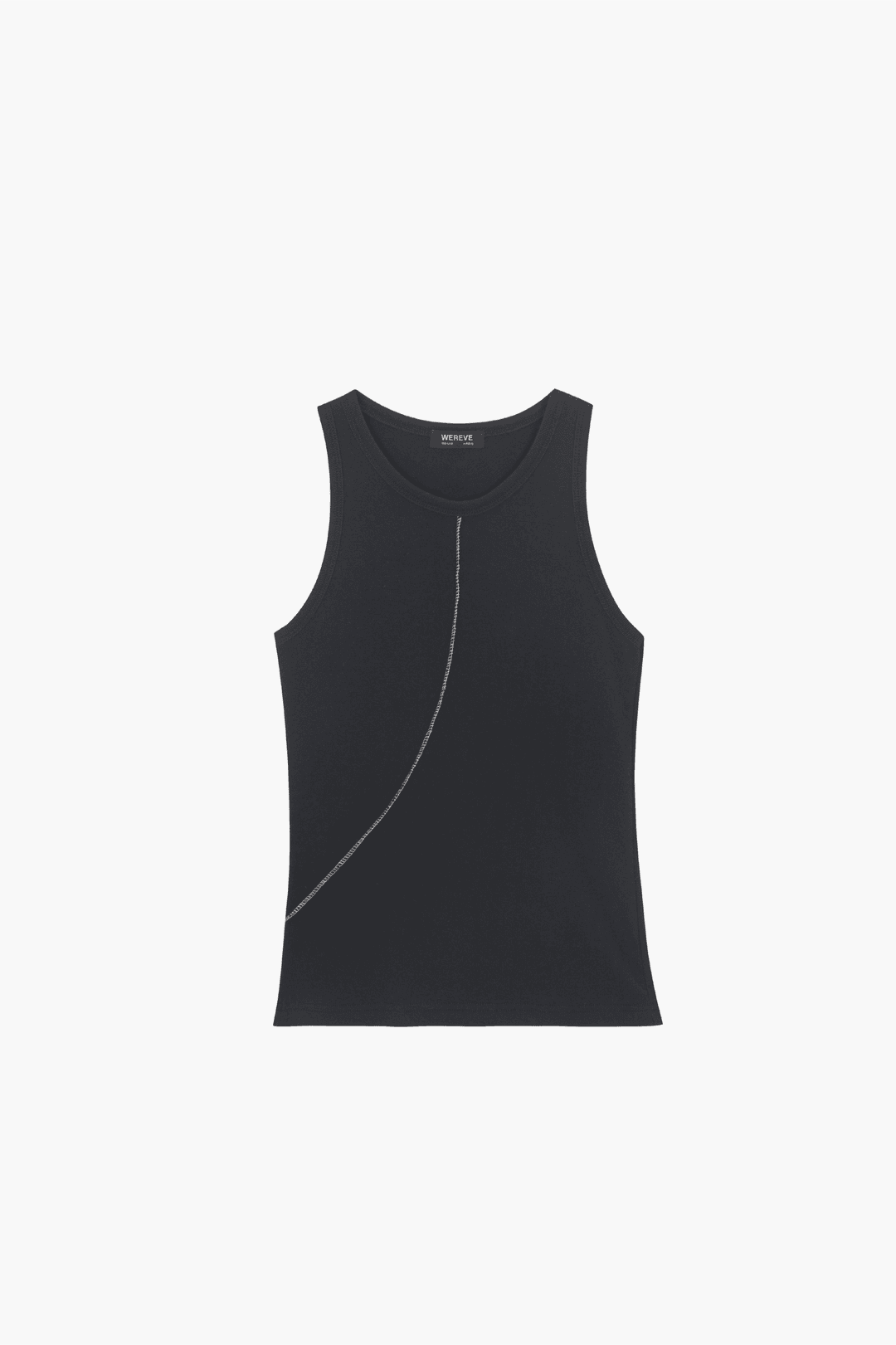 오가닉 코튼 사선 디테일 슬리브리스 - 블랙