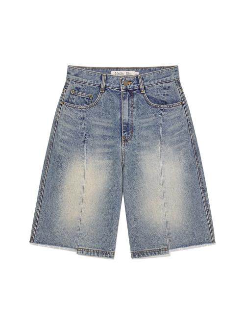 HEM POINT BERMUDA DENIM PANTS FOR WOMEN IN BLUE