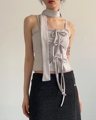 cotna ribbon sleeveleess (2color)