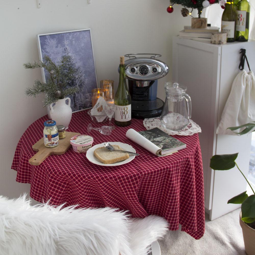 빈티지 레드 체크 식탁보 테이블보 4인 6인 원형 식탁보