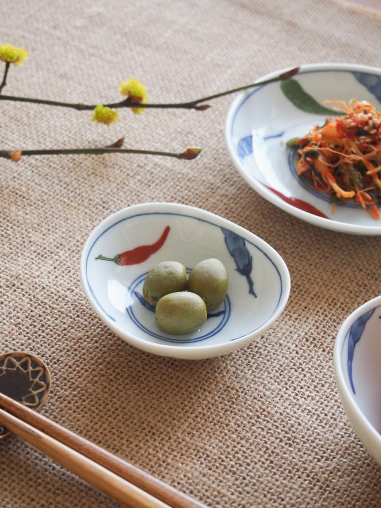 [바이미노] 빈티지 고추패턴 미니 종지그릇 8cm 1P