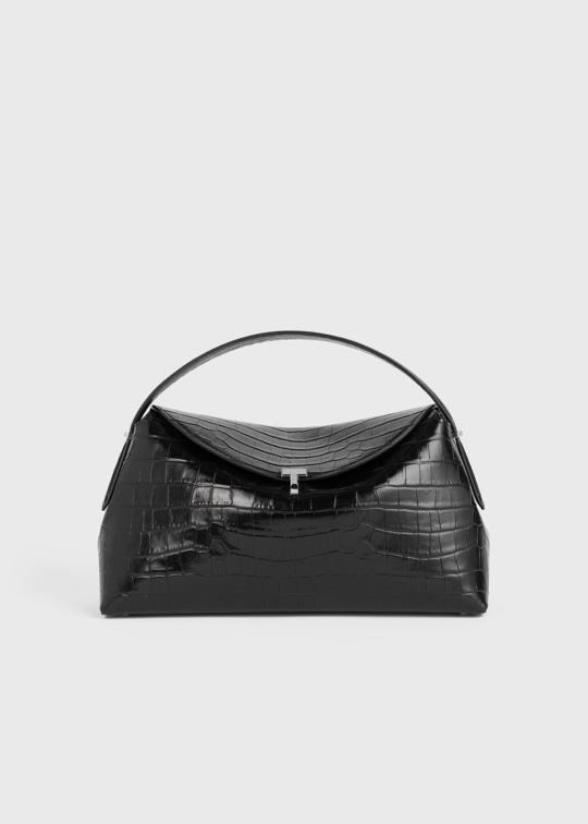 티-락 탑 핸들 블랙 크로코 - TOTEME