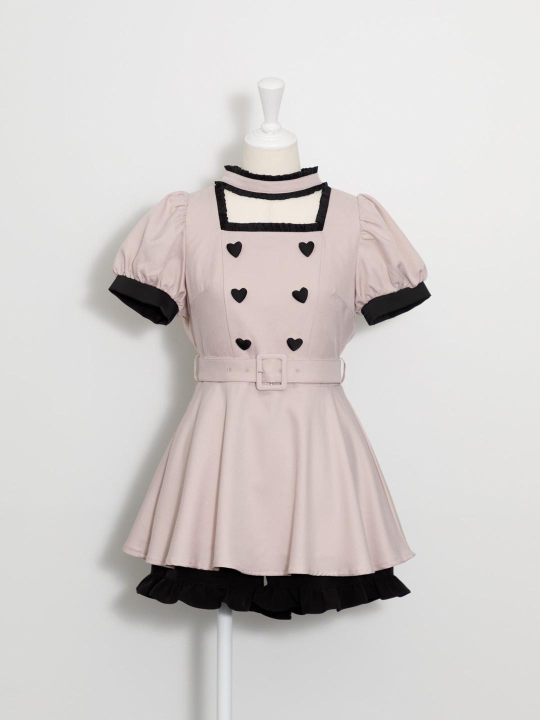 チョーカーフリルハートボタンセットアップ