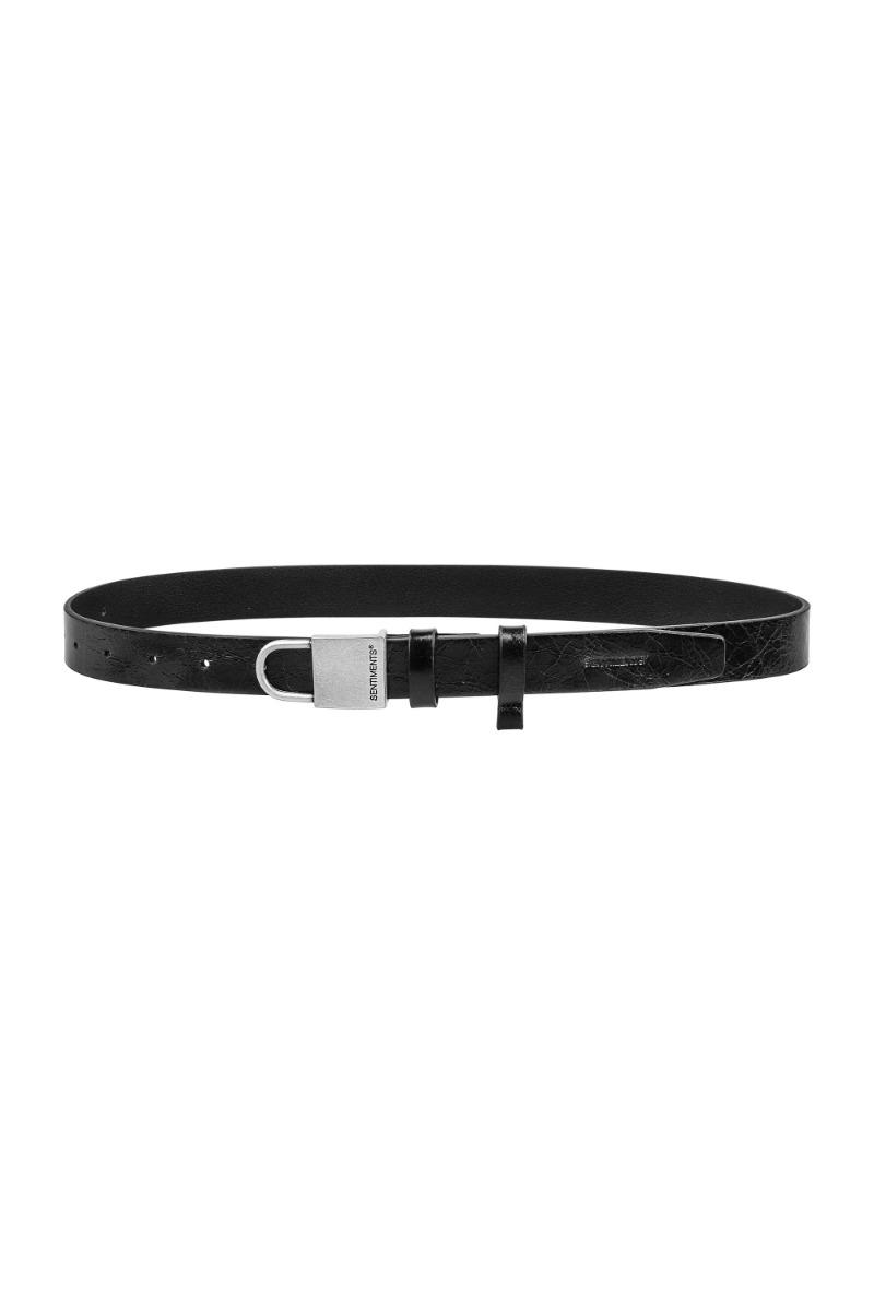 NO.579 [BURNISH] SILVER LOCK BUCKLE LEATHER BELT