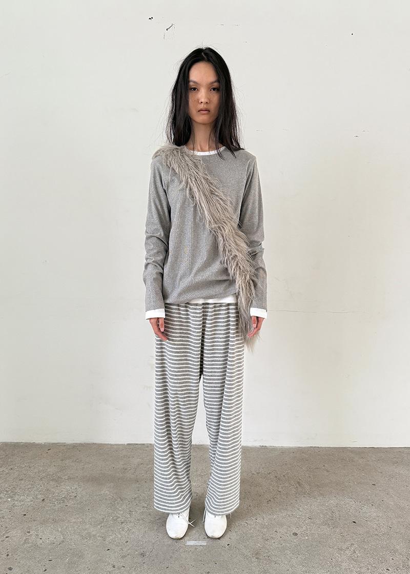 STRIPE TERRY SLEEP PANTS IN GREY