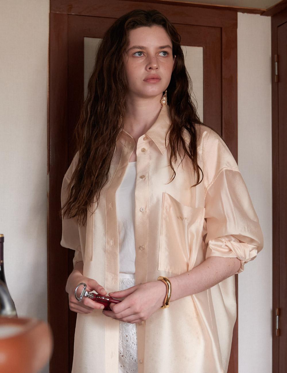Veil See-Through Shirts (Yellow Beige)