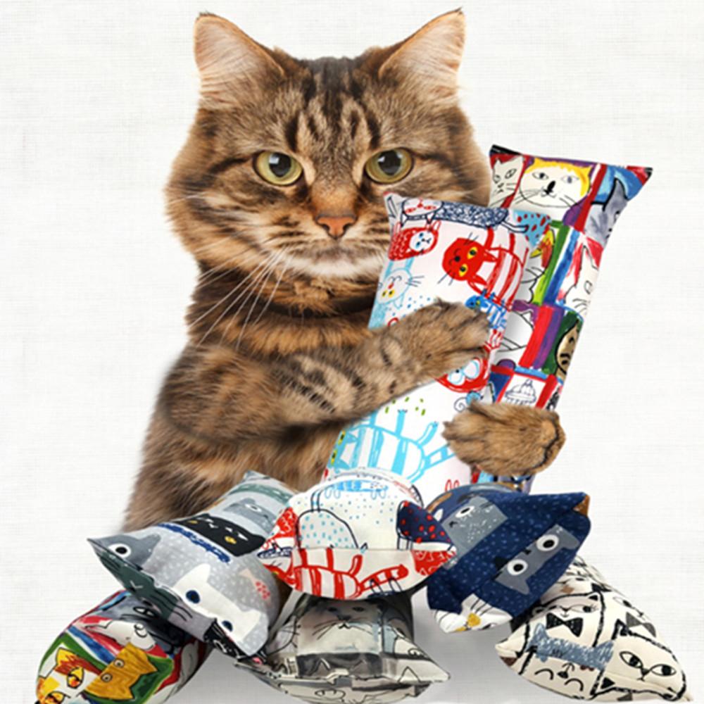 힐링타임 핸드메이드 캣닢쿠션 사각 스몰(색상랜덤)