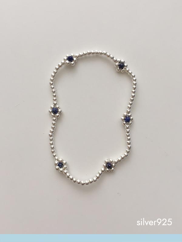 navy flower bending bracelet (silver925)