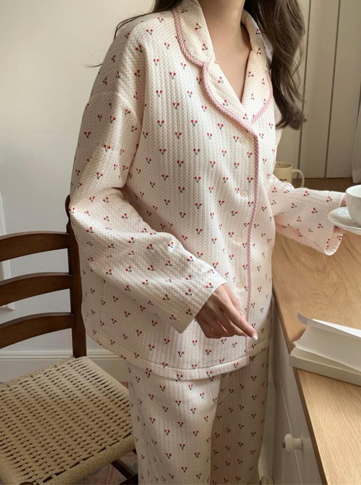 [마인드핑거] 체리콕콕 누빔파자마 겨울파자마 누빔잠옷