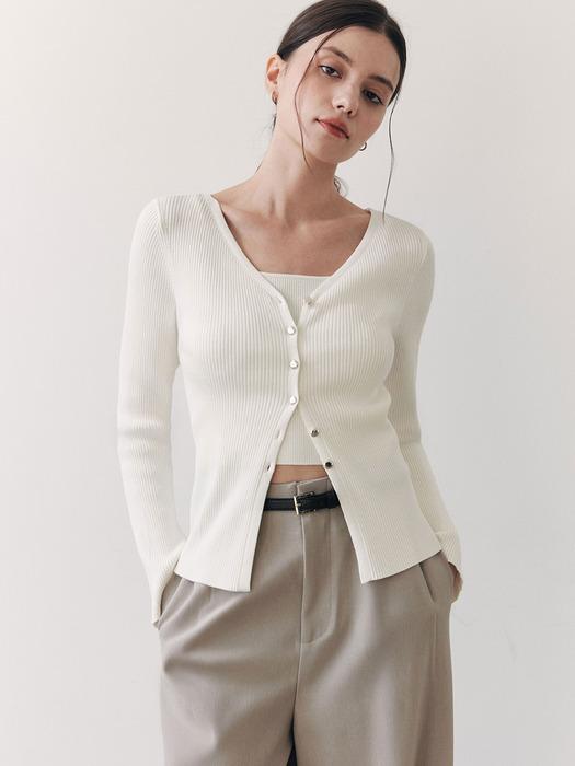 골지 나시 & 가디건 니트 세트 / 아이보리
