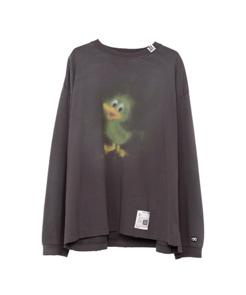 메종 미하라야스히로 24AW 오리 긴팔티셔츠 블랙 Maison MIHARA YASUHIRO Duck Printed Distressed LS T-shirt