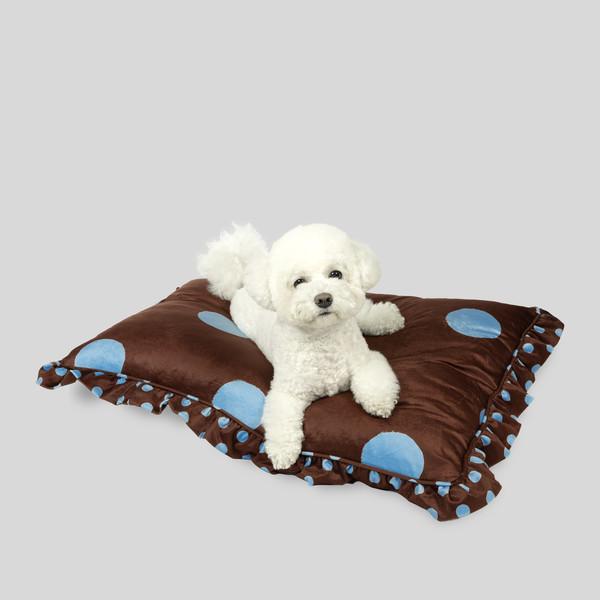 볼드 도트 펫쿠션(솜 미포함)_브라운/블루