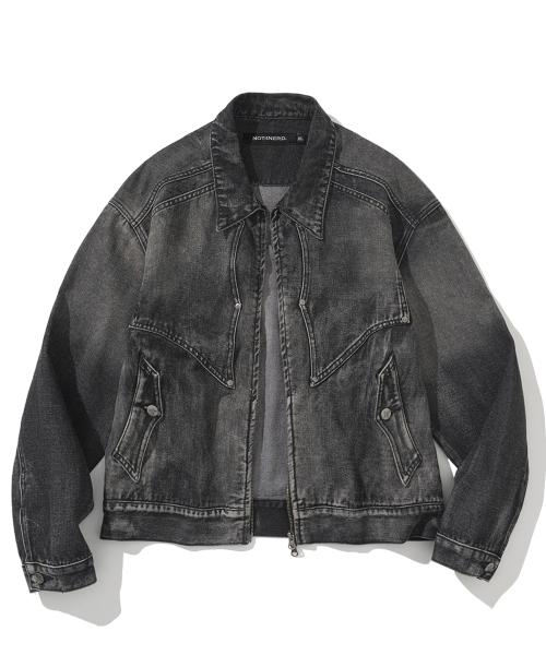Western Curved Denim Jacket - Black