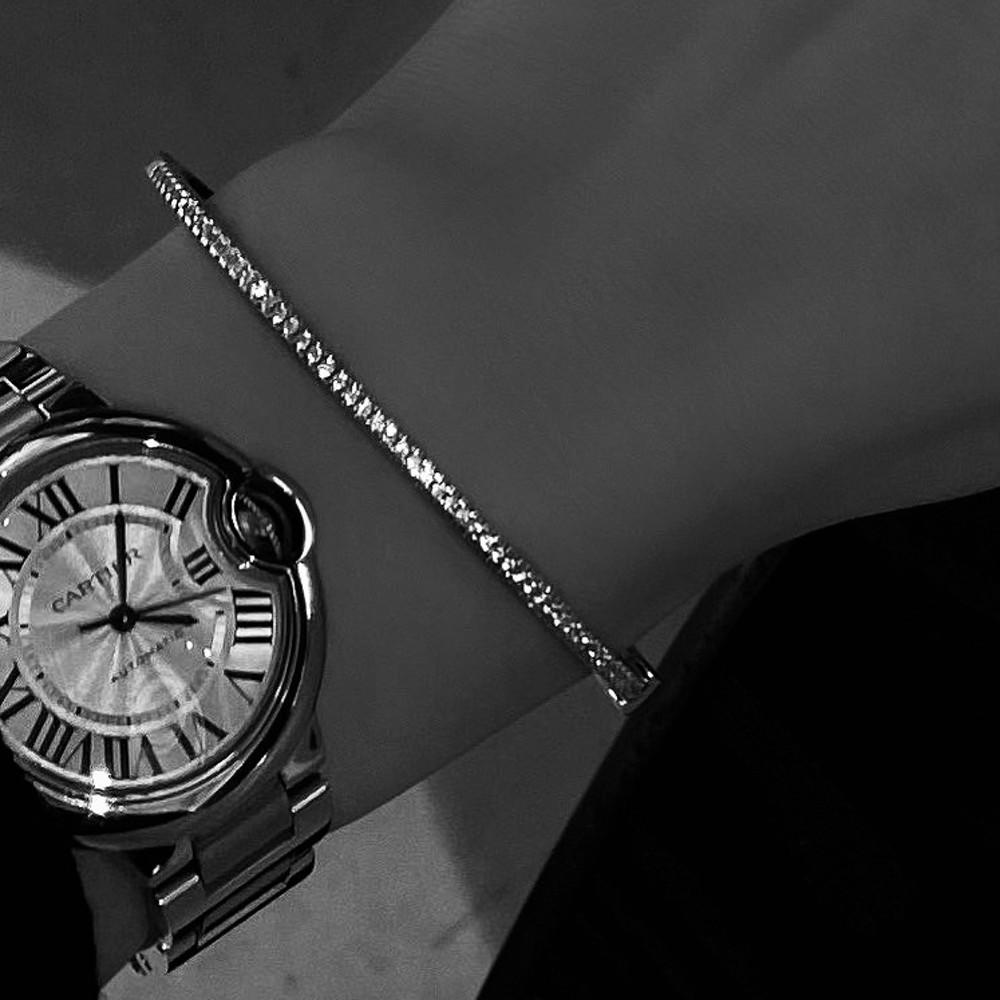 [위프레리] 2컬러 실버 5A 테니스 뱅글/팔찌, Silver 5A Tennis Bangle Bracelet