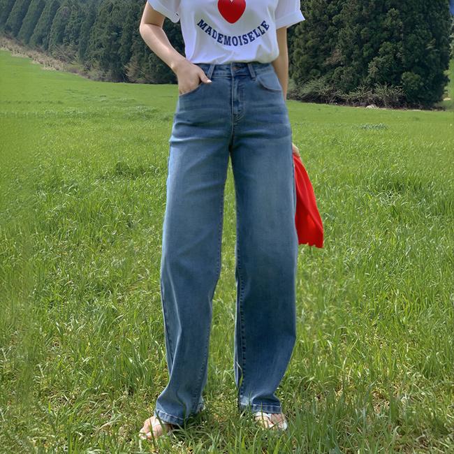 니썸 [누적12만장🏆미친스판/재구매율끝판왕][출근룩/스판데님/세미와이드/와이드팬츠/와이드데님][MADE]투게더워싱세미와이드데님 - 6color