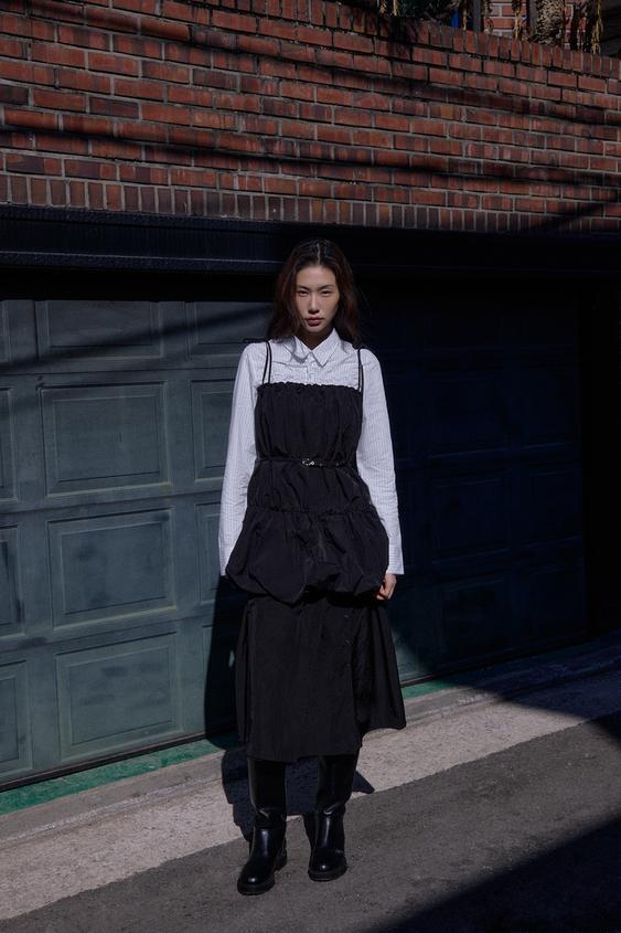 나일론 벌룬 벨트 원피스