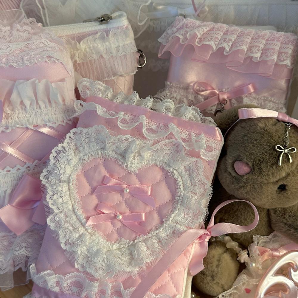 pink book 하트 리본 핸드메이드 포카 파우치 y2k스타일