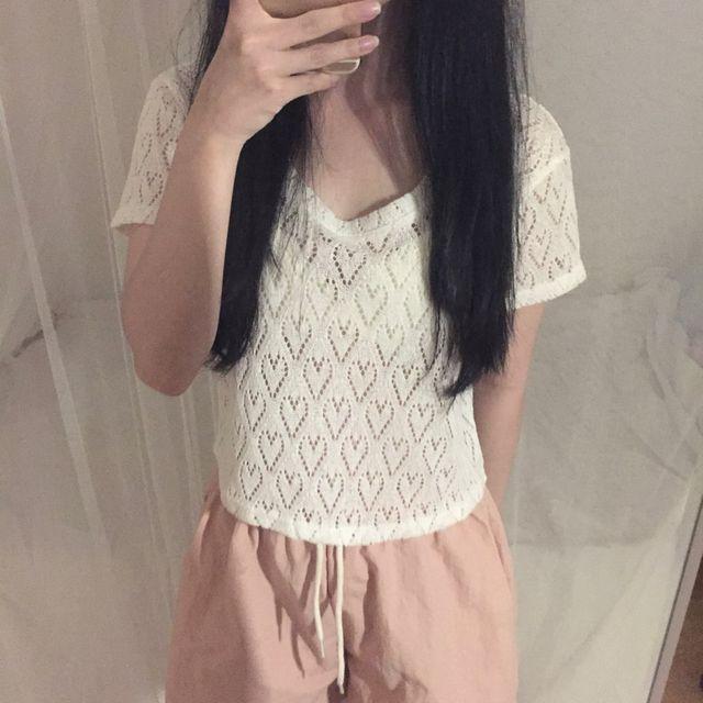 lovely heart nt - 러블리 하트 펀칭 반팔 니트 2color