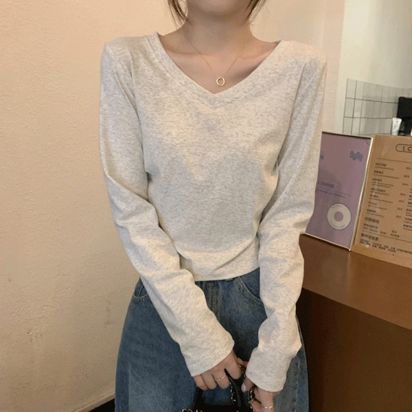 [1+1/베스트셀러] 타마라 브이넥 심플 크롭 티셔츠 - tt28550