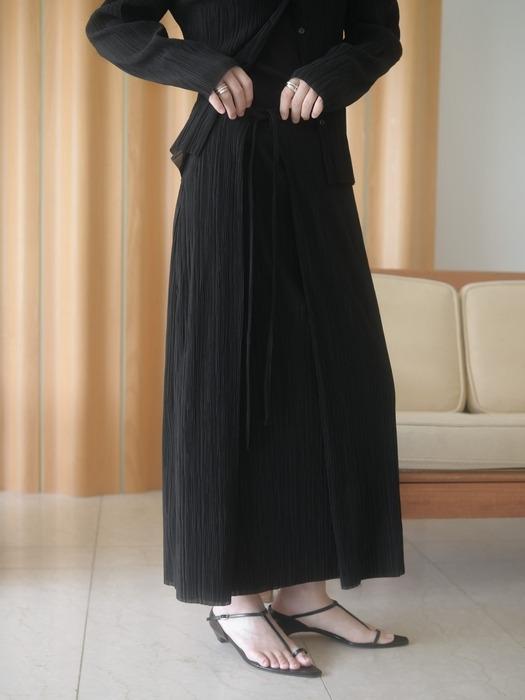 아일라 썸머 플리츠 랩 밴딩 스커트_Ayla skirt[black]