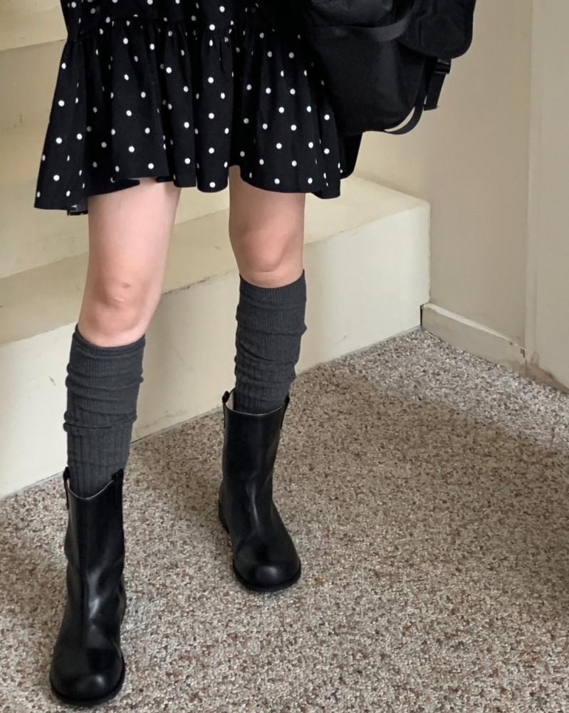 [바로배송] 라벨 골지 니트 롱삭스 (3 color 워머 니삭스)