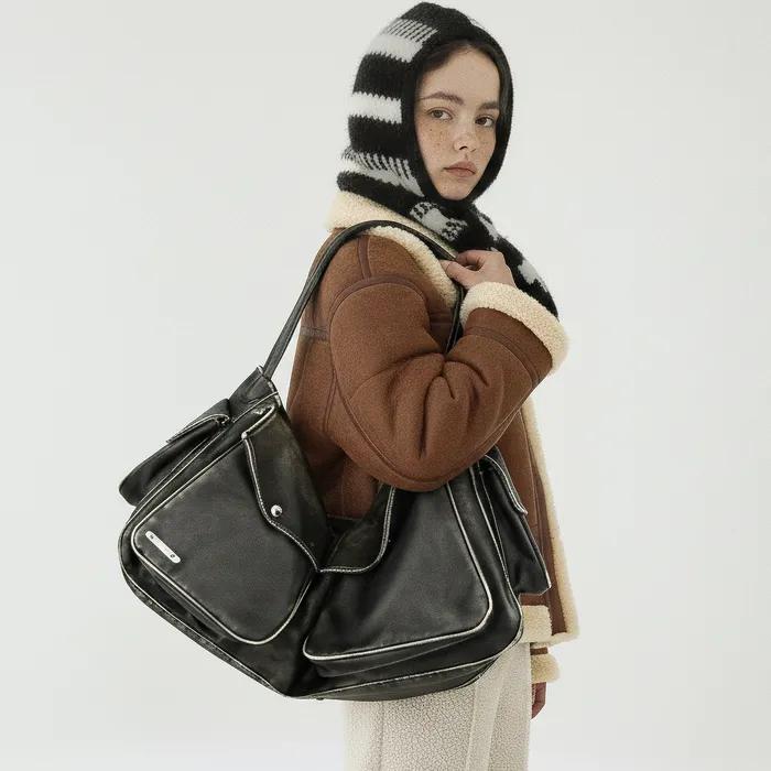 [19차 리오더] Out Pocket Big Bag Vintage grey 아웃포켓 숄더 빅백_빈티지 그레이