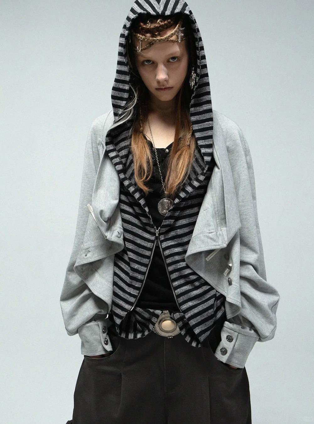 Asymmetrical Oversized Hoodie Jacket (2color)