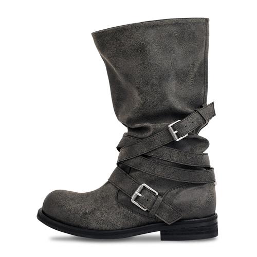 Slouchy Long Strap Boots_Dusty Grey