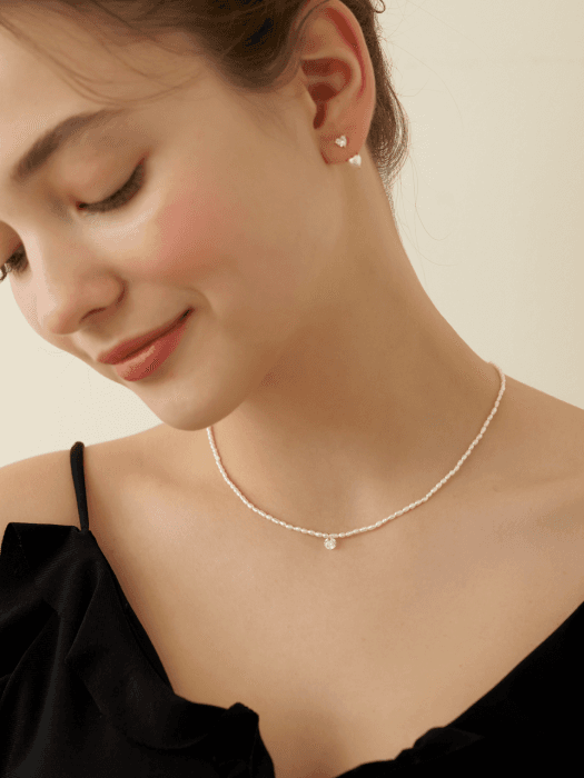 One Point Petit Pearl Necklace_NZ1156