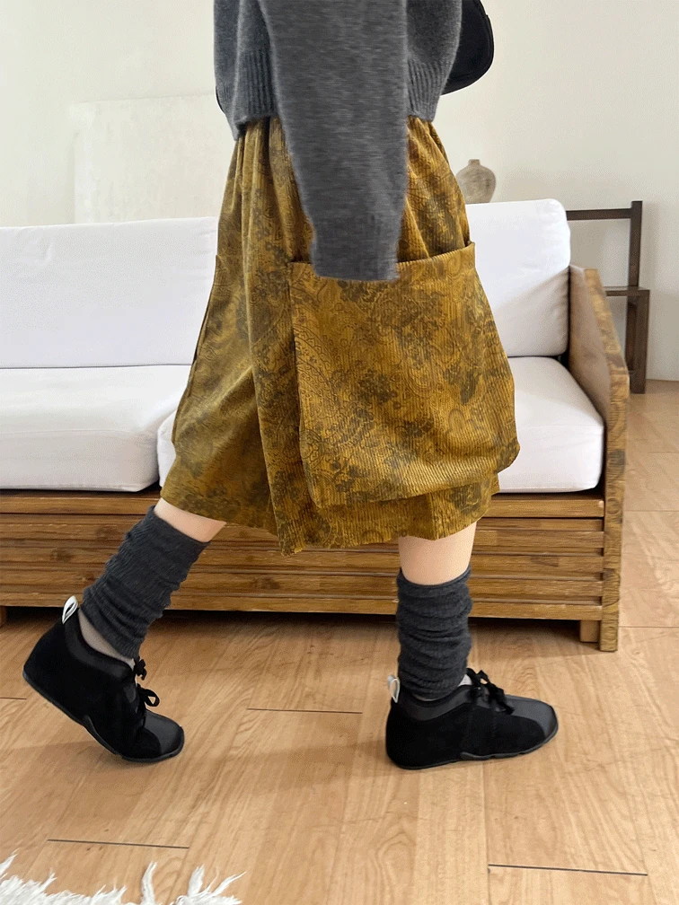 [9hope] mustard bermuda (골덴)