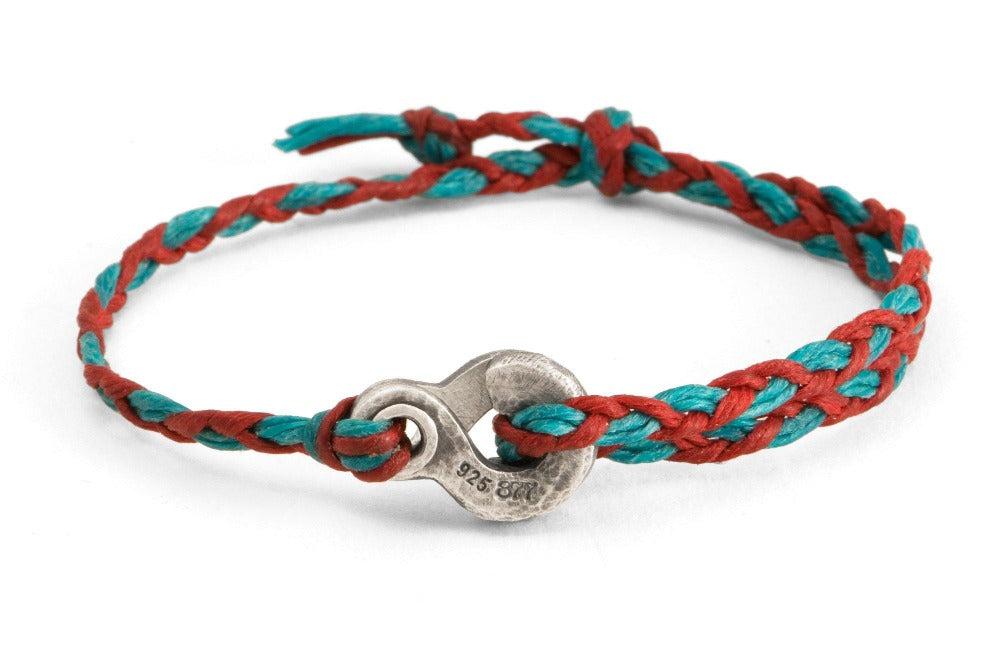 #151 - Men’s bracelet Canvas Double Hook red turquoise