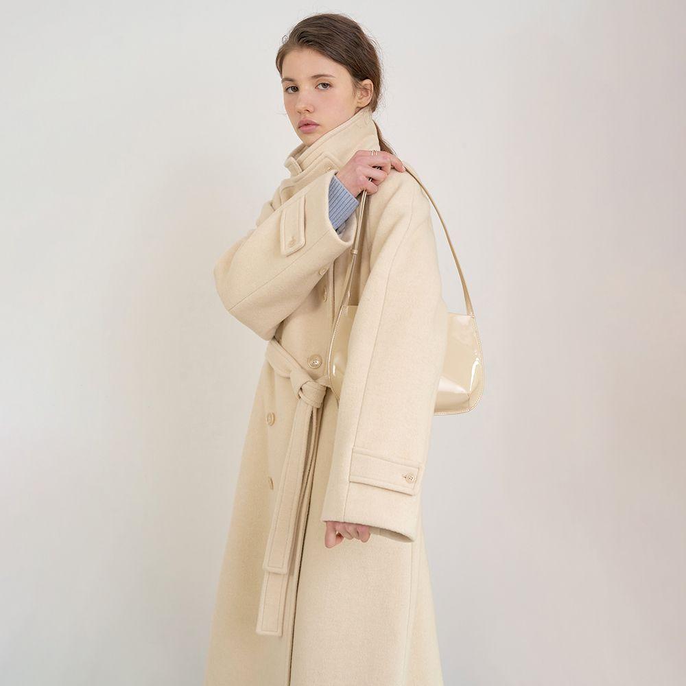 Noel Herringbone Wool Coat (Butter)
