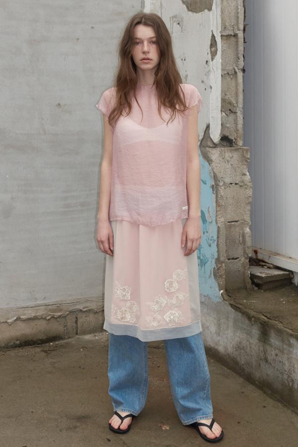 LAYERED FLOWER SKIRT_BEIGE