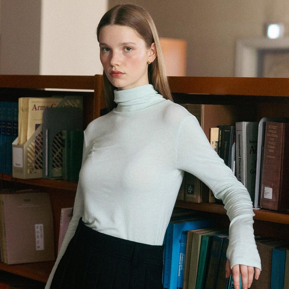 ROLL-NECK LONG SLEEVE TOP MINT
