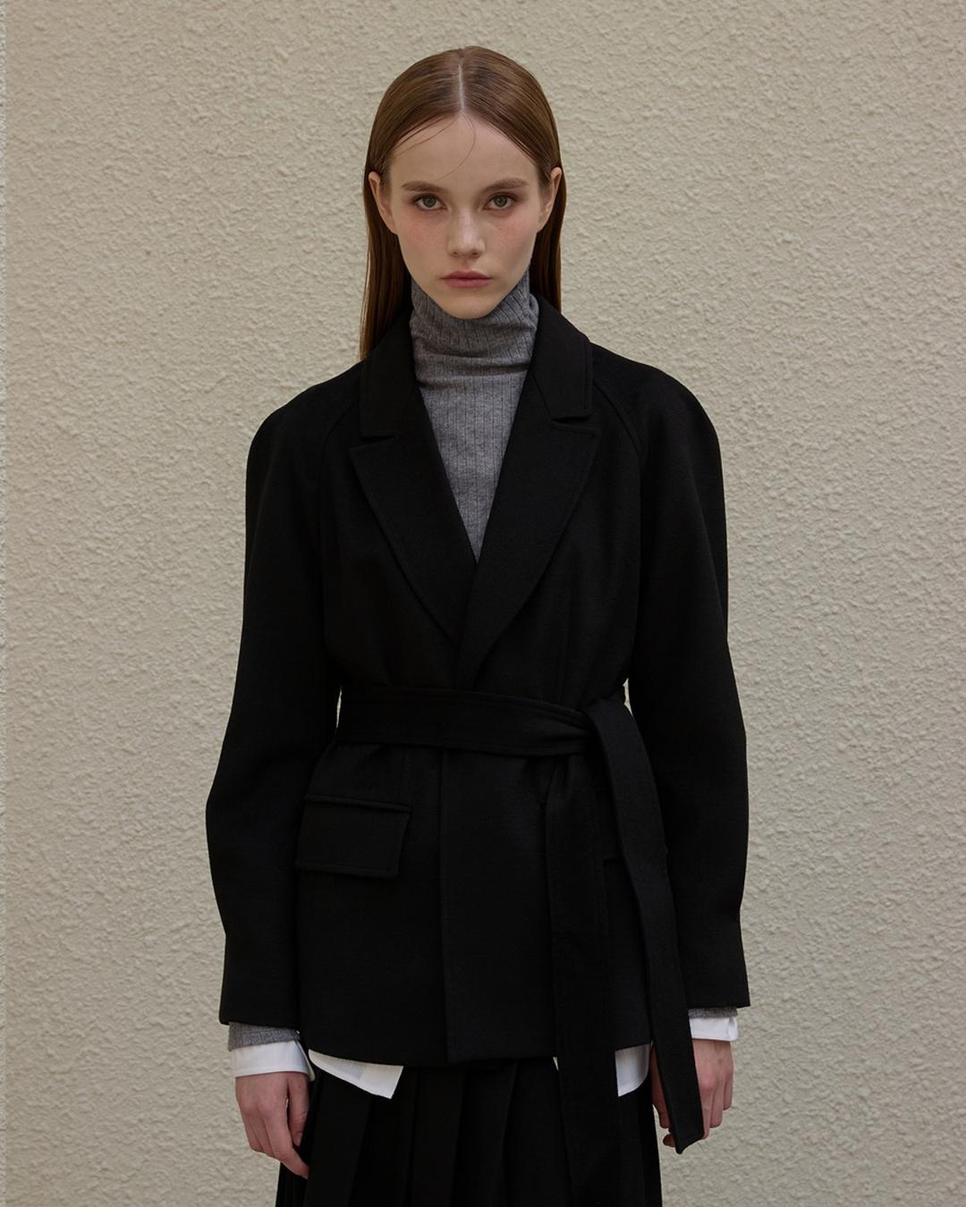 [EVENT_J] Raglan belted jacket Black