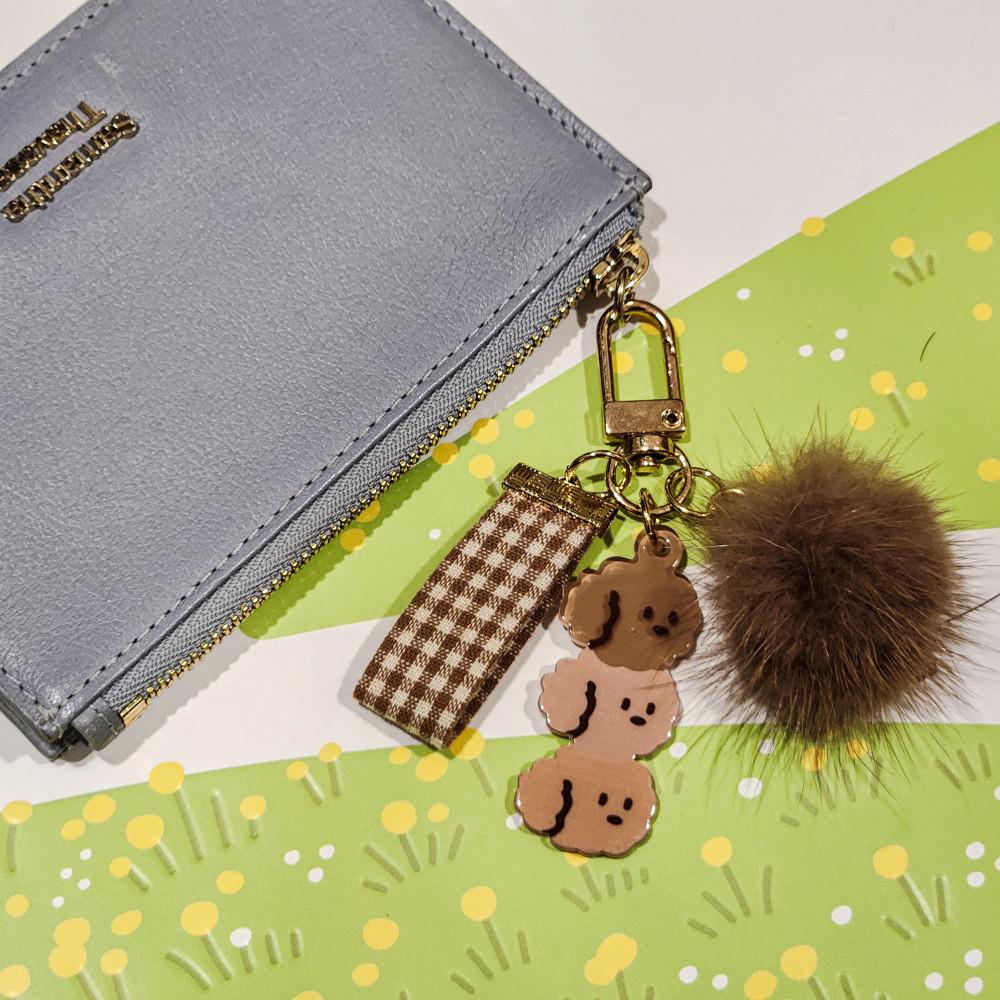 퐁퐁 스트랩 키링 동물 강아지 고양이 열쇠고리 키홀더 3종