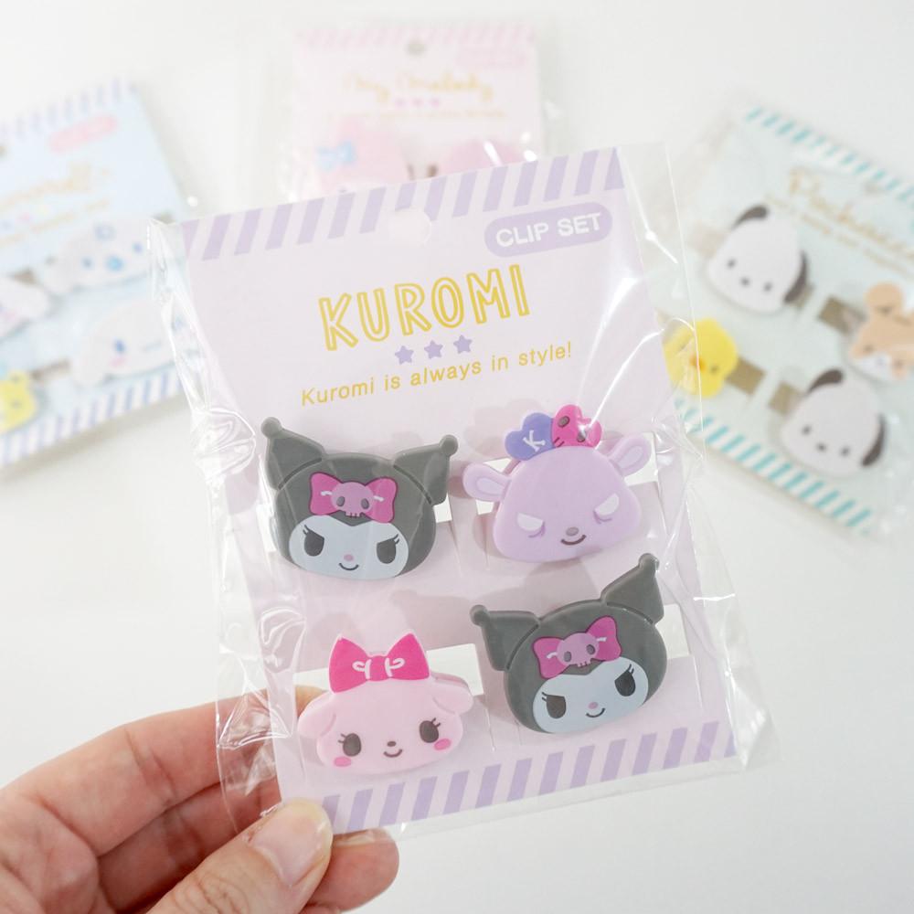 산리오 미니 집게 4P 클립 시나모롤 포차코 쿠로미 마이멜로디 집게