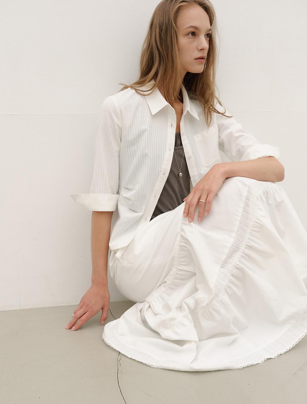 STRIPE TUCK SHIRT [WHITE]