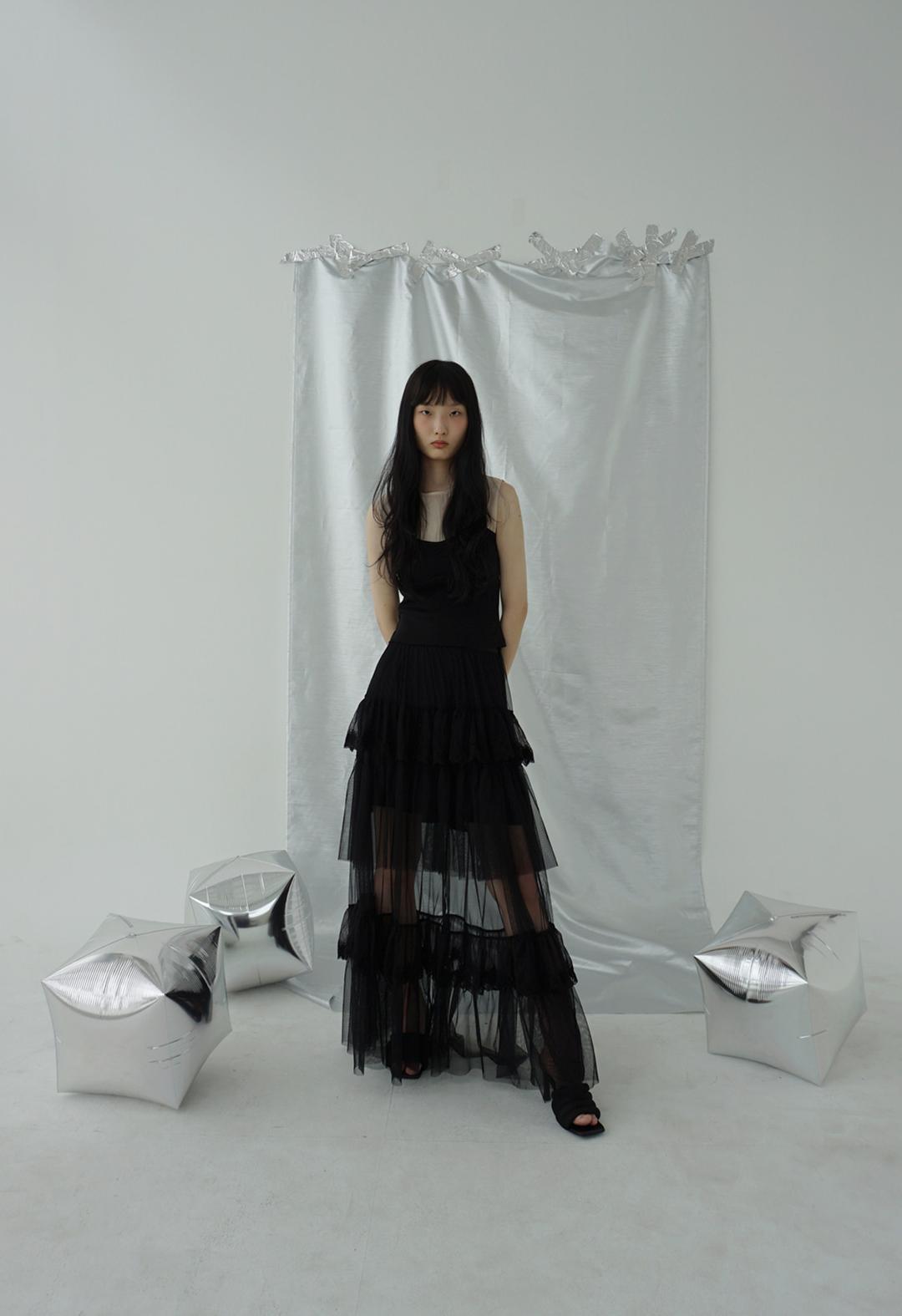 Chiffon Lace Maxi Skirt, 2color
