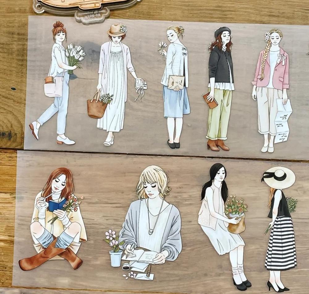 Windry r 봄 편지 pet 마스킹 테이프 cut 감성 다꾸 인물 소녀 스티커