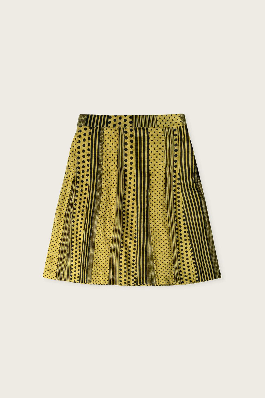 STRIPE DOT PLEATS SKIRT EGG