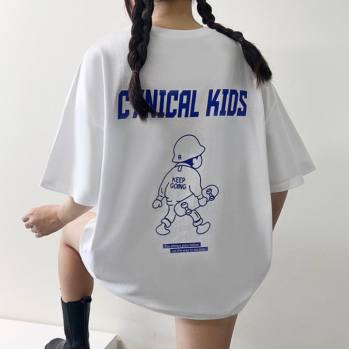 봄이슈 [당일출고/오버핏! 남여공용] 빅사이즈 박스 오버핏 시니컬 보드 빅프린팅 반팔티 4color