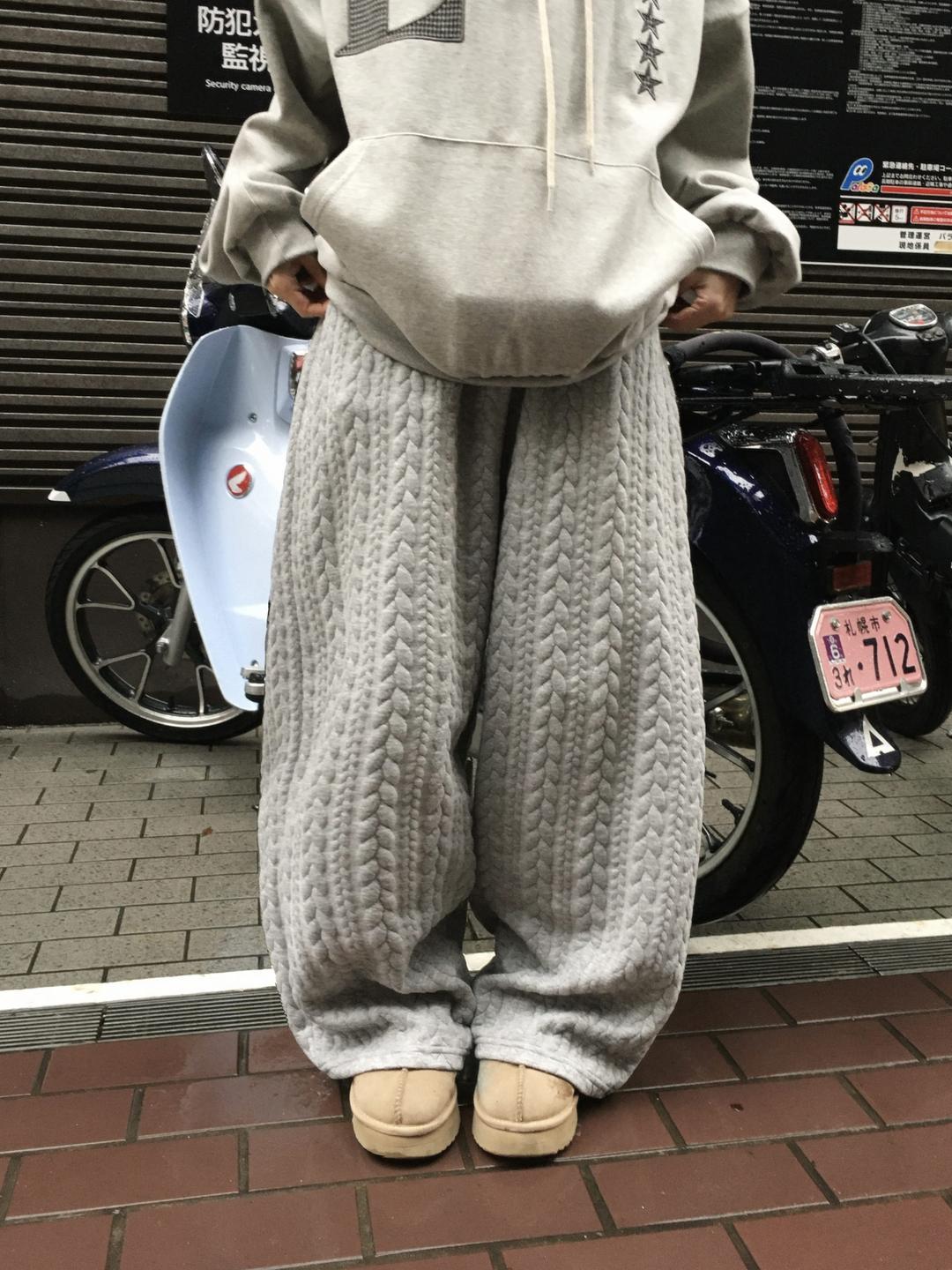 모노 케이블 누빔 와이드 팬츠 (4c)