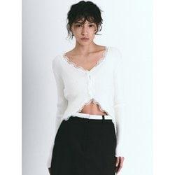 LACE FRILL ESSENTIAL CROP CARDIGAN_CREAM
