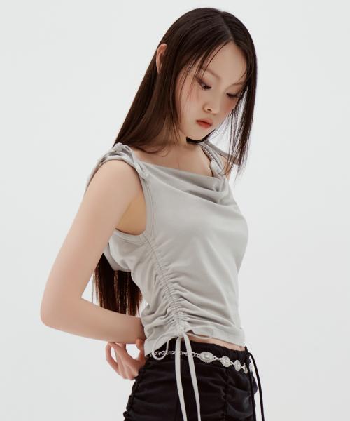 라라폭스(LALAFOX)  HOODED DREAPING SLEEVELESS LIGHT GREY BQ2CV001 - 사이즈 & 후기 | 무신사