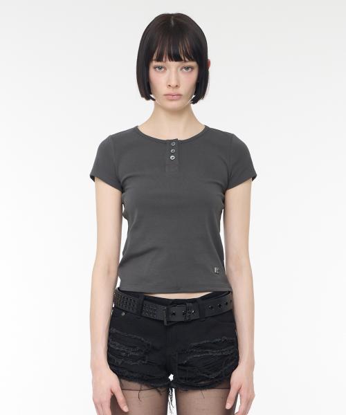 Essential Henly Neck Top - Charcoal