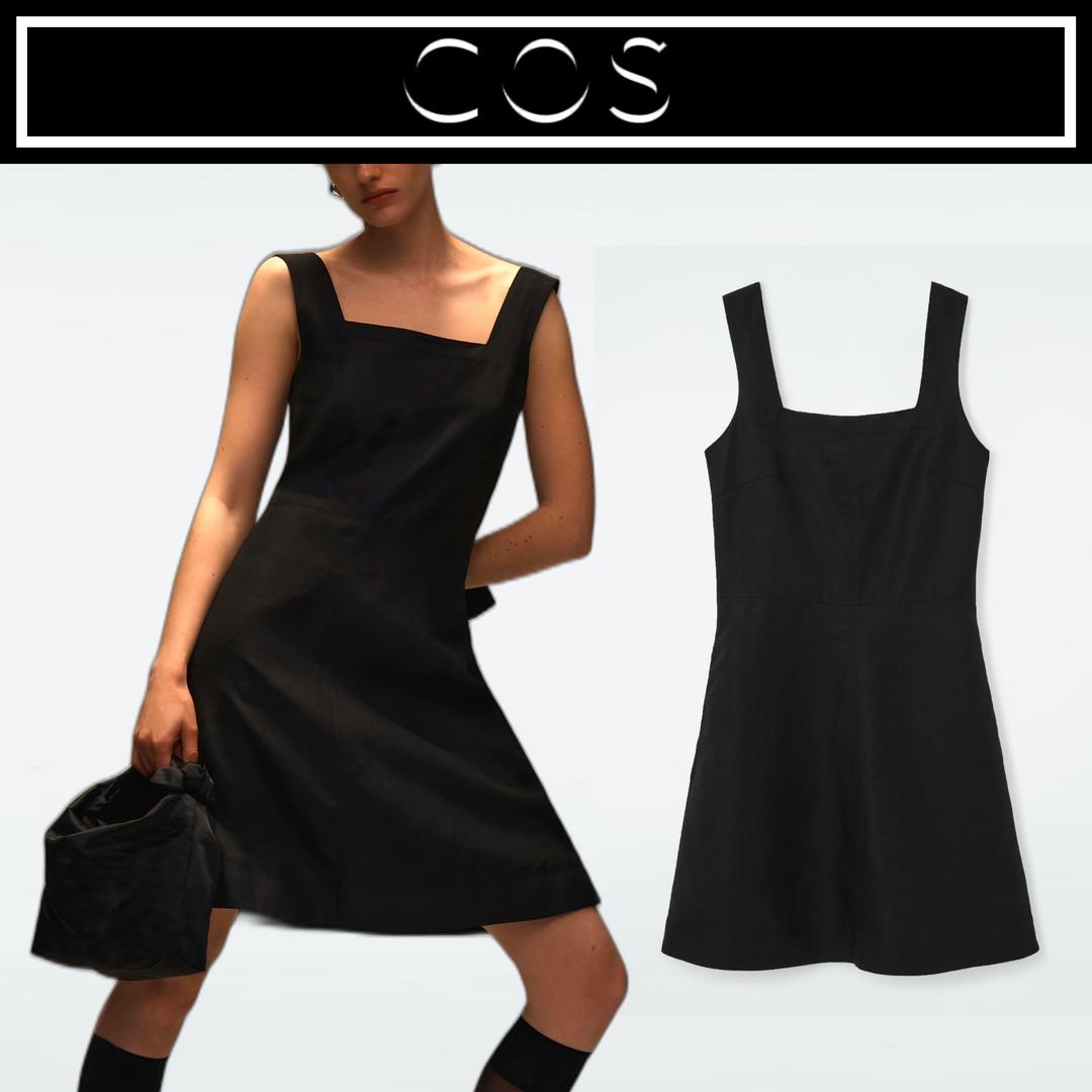 코스 COS 여성 스퀘어 넥 미니 피나포어 원피스 블랙