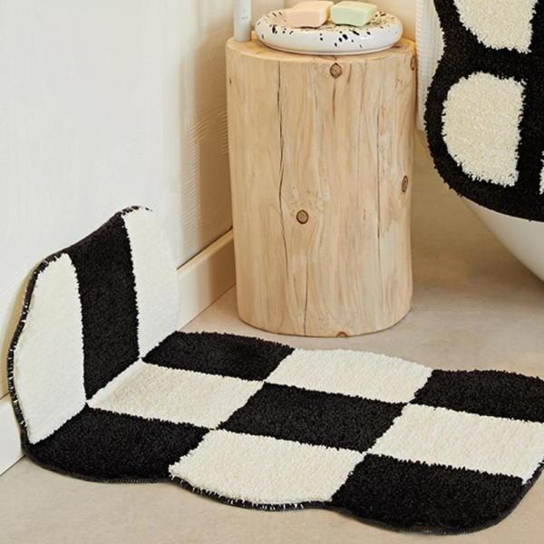 부들 사각 체커보드 인테리어 카페트 욕실 발매트[아이니쥬]