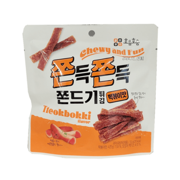 호음호음 쫀득쫀득 쫀드기 튀김 떡볶이맛 매콤오징어쫀득이, 50g, 1개