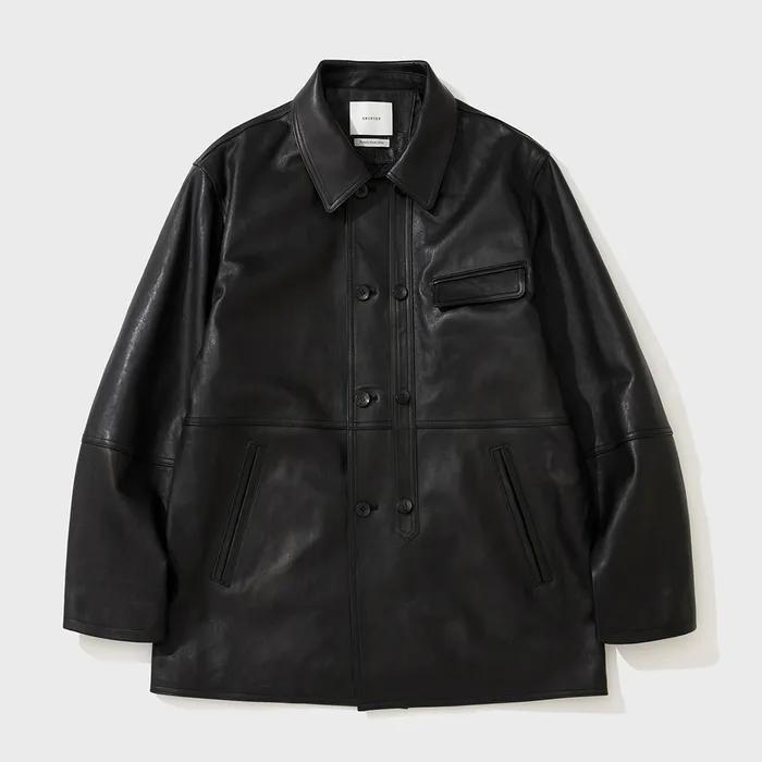 LC LEATHER CAR COAT (BLACK)